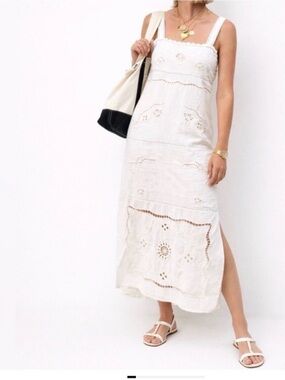 Zara Cream Eyelet Maxi Slip Dress